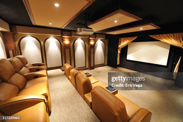 luxury home theater - home cinema stockfoto's en -beelden