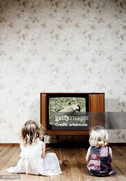 watching the tv - vintage television set stock pictures, royalty-free photos & images