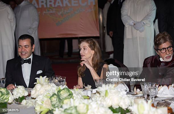 Prince Moulay Rachid of Moroccotalks with Isabelle Huppert at the Gala Dinner at the Tribute to Hindi Cinema ceremony at the 12th Marrakech...