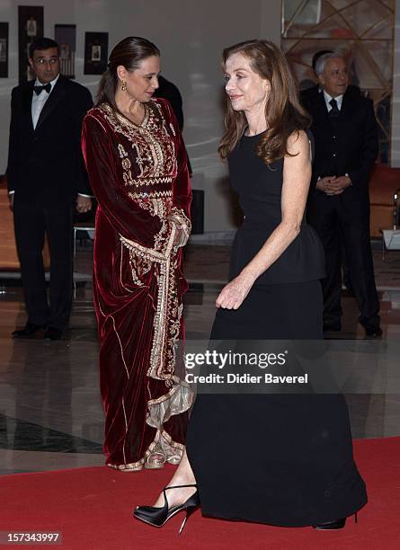 Isabelle Huppert attends the Gala Dinner at the Tribute to Hindi Cinema ceremony at the 12th Marrakech international Film Festival on November 30,...