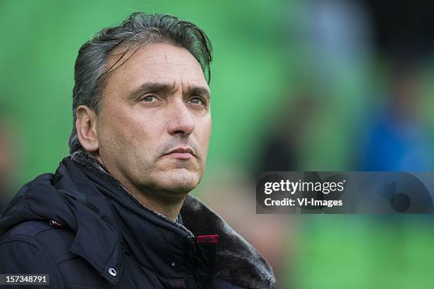 Coach Robbert Maaskant of FC Groningen during the Dutch Eredivisie match between FC Groningen and Heracles Almelo at the Euroborg on December 02,...