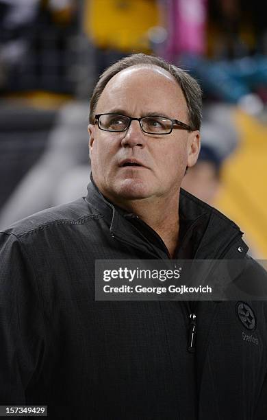 General Manager Kevin Colbert of the Pittsburgh Steelers looks on from the sideline before a game against the Baltimore Ravens at Heinz Field on...