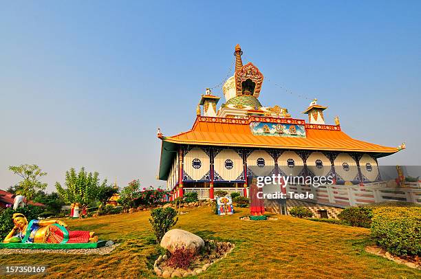 german temple - lumbini - buddhism at lumbini stock pictures, royalty-free photos & images