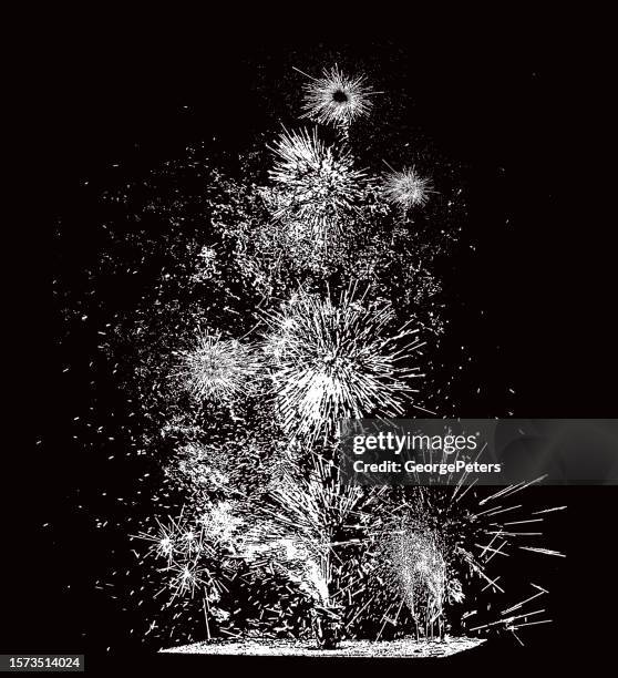 backyard fireworks display - backyard night stock illustrations