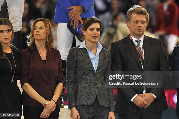 Fernanda Ameeuw, Virginie Couperie Eiffel and Charlotte Casiraghi attend Gucci Paris Masters 2012 at Paris Nord Villepinte on December 2, 2012 in...