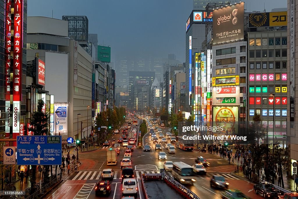 Shinjuku on a rainy evening