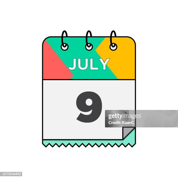 juli - tageskalender-symbol im flachen design-stil stock-illustration - 12 17 months stock-grafiken, -clipart, -cartoons und -symbole