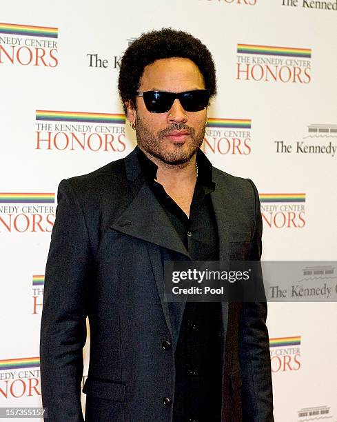 Lenny Kravitz arrives for the formal Artist's Dinner honoring the recipients of the 2012 Kennedy Center Honors hosted by United States Secretary of...