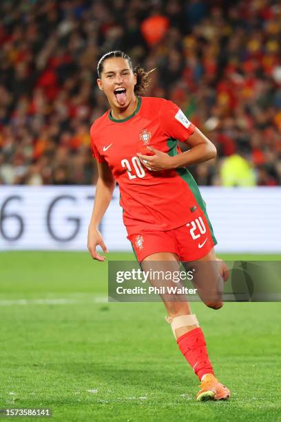 Kika Nazareth of Portugal celebrates after scoring her team's second goal during the FIFA Women's World Cup Australia & New Zealand 2023 Group E...