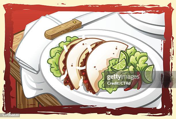 taco meal - beef taco salad stock illustrations