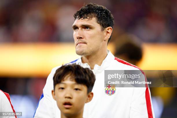 Andreas Christensen of FC Barcelona before a pre-season friendly match at SoFi Stadium on July 26, 2023 in Inglewood, California.