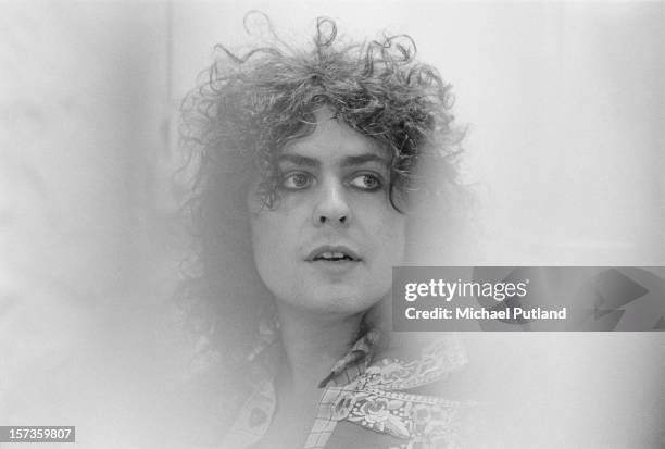 Singer Marc Bolan of British glam rock group T-Rex, at the Chateau d'Herouville recording studio, France, 23rd October 1972. The group are recording...