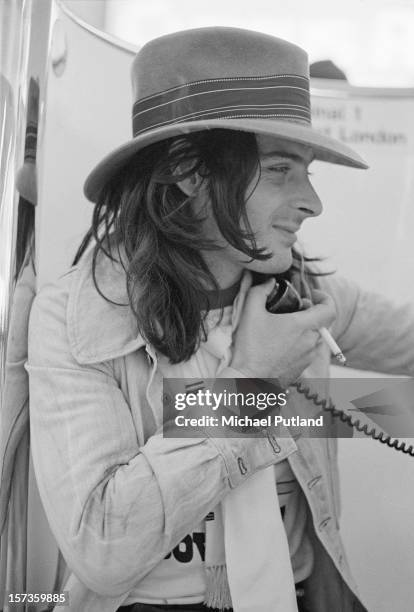 Percussionist Mickey Finn of British glam rock group T-Rex, at the Chateau d'Herouville recording studio, France, 23rd October 1972. The group are...