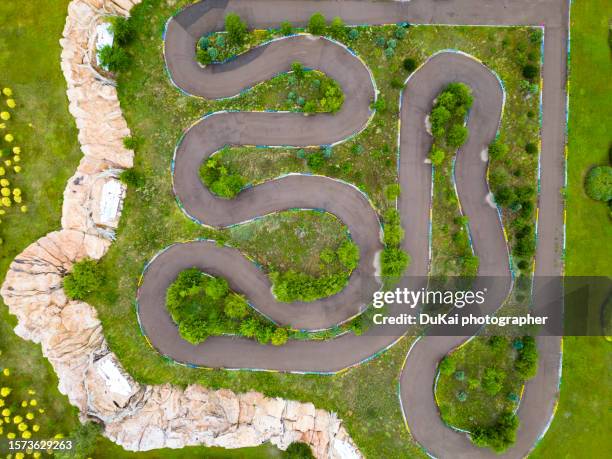 speedway kart field - motor racing track aerial stock pictures, royalty-free photos & images