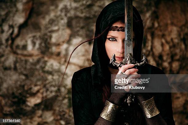 swordswoman - fantasy warrior stock pictures, royalty-free photos & images