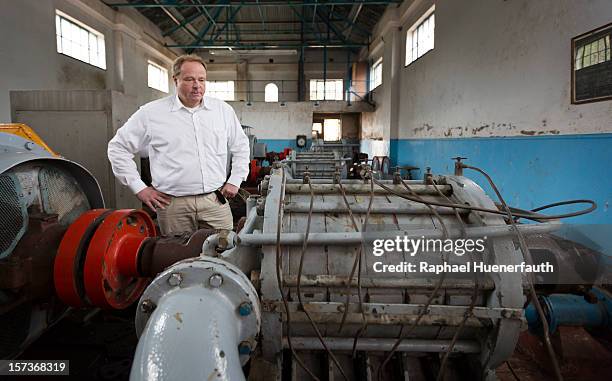 German Development Minister Dirk Niebel visits the Khami water plant on December 2, 2012 in Bulawayo, Zimbabwe. German Development Minister Niebel is...