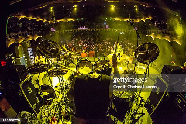 Drummer Jeremy Spencer of Five Finger Death Punch performs onboard Shiprocked! cruise on November 29, 2012 in Fort Lauderdale, Florida.