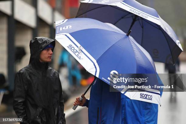 Roman Stanek of Czech Republic and Trident looks on in the Paddock during previews ahead of Round 11:Spa-Francorchamps of the Formula 2 Championship...