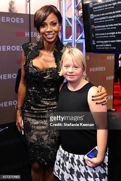 Actresses Holly Robinson Peete and Lauren Potter attend the CNN Heroes: An All Star Tribute at The Shrine Auditorium on December 2, 2012 in Los...