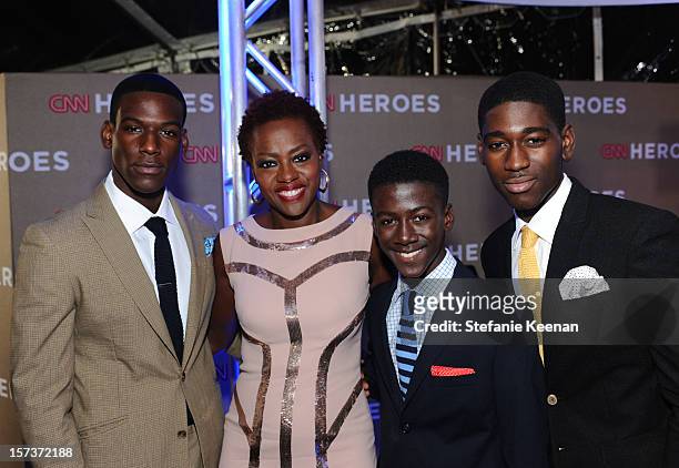 Actors Kofi Siriboe, Viola Davis, Kwesi Boakye, and Kwame Boateng attend the CNN Heroes: An All Star Tribute at The Shrine Auditorium on December 2,...