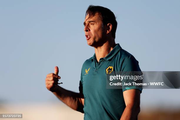 Julen Lopetegui, Manager of Wolverhampton Wanderers reacts during the pre-season friendly match between FC Porto and Wolverhampton Wanderers at...