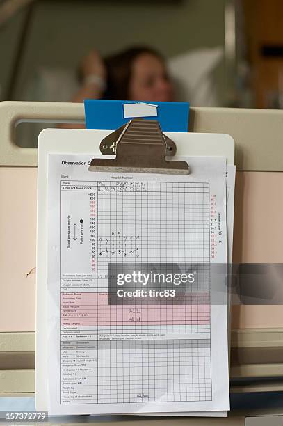 hospital patient chart - hospital bed stock pictures, royalty-free photos & images