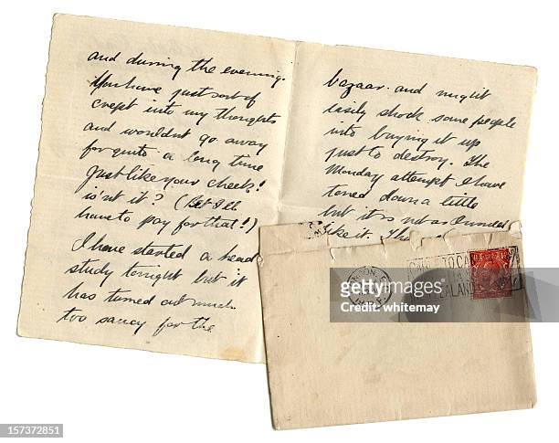 artist's brief mit leeren briefumschlag - love letter stock-fotos und bilder