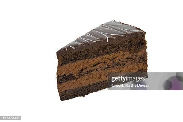 chocolate mousse cake isolated on white - slice of cake stock pictures, royalty-free photos & images