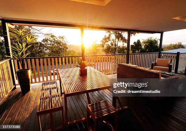 veranda at sunset - belvedere stock pictures, royalty-free photos & images