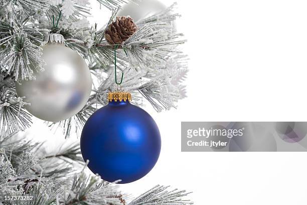 christmas ornaments - blue baubles stock pictures, royalty-free photos & images