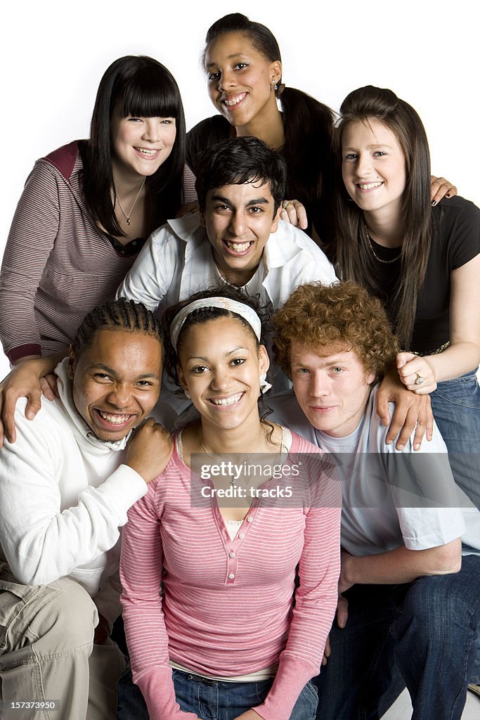 Grupo de estudantes adolescentes sorridentes