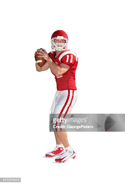 football player with clipping path - quarterback stockfoto's en -beelden