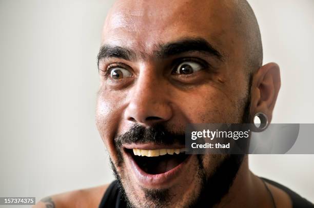 surprise - man with mouth wide open close up stock pictures, royalty-free photos & images