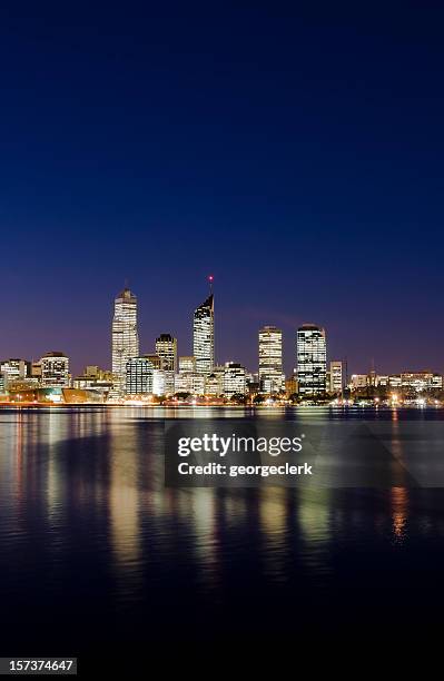 perth skyline with copy space - perth australia stock pictures, royalty-free photos & images