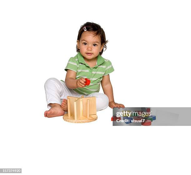 pretty little baby playing with toys - building block isolated stock pictures, royalty-free photos & images