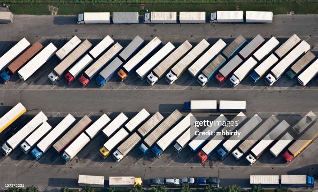 Truck parking place from above