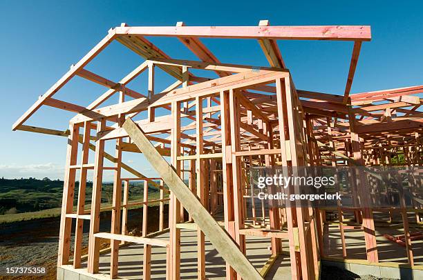new house building in the country - new zealand rural stock pictures, royalty-free photos & images