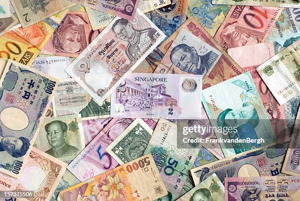 mosaic collection of world currencies - exchange rate bildbanksfoton och bilder