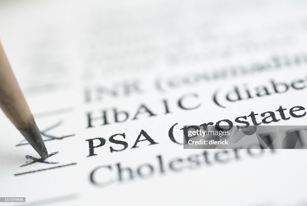 PSA Prostate test Bericht markiert