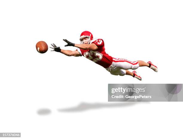 wide receiver with clipping path - wide receiver athlete stockfoto's en -beelden