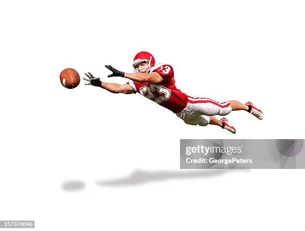 wide receiver with clipping path - american football player catch stock pictures, royalty-free photos & images