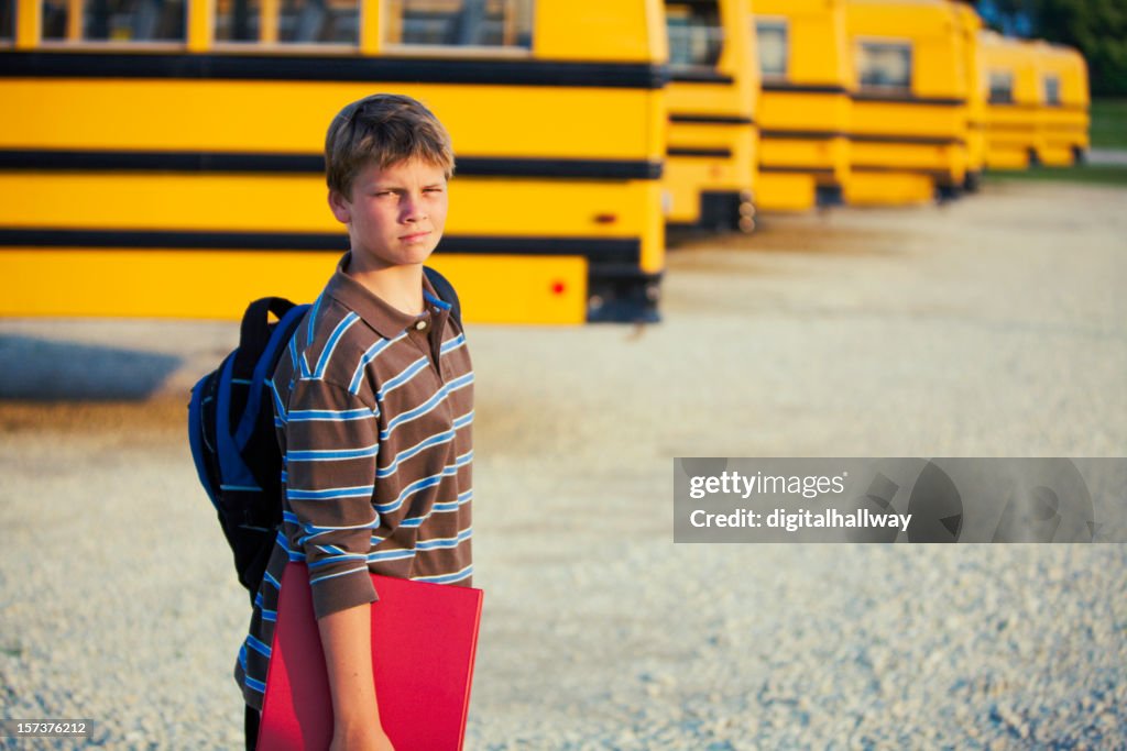 Boy off to school