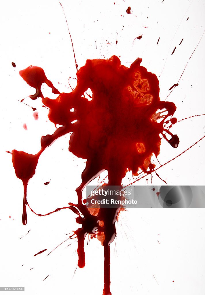 Splat de sang sur fond blanc