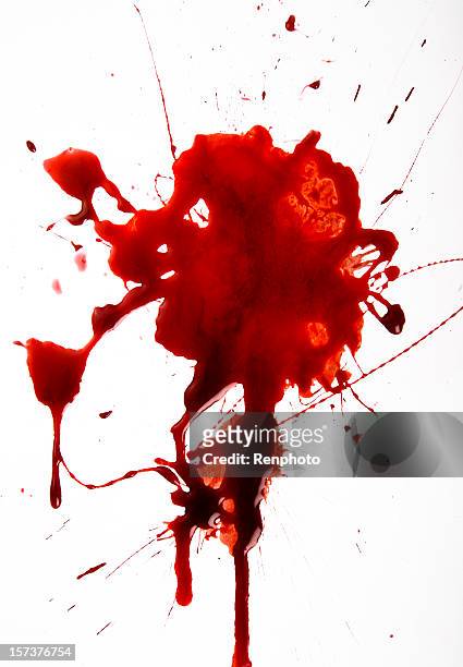 blood splat on white background - blood stock pictures, royalty-free photos & images
