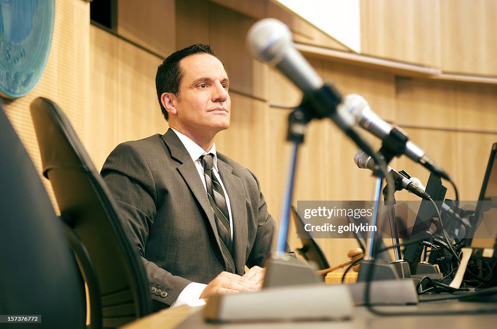 Politician at auditorium