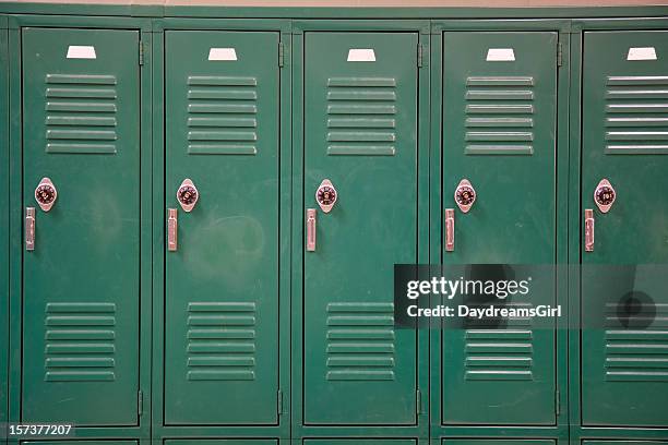 green school lockers with combination locks - lockers bildbanksfoton och bilder