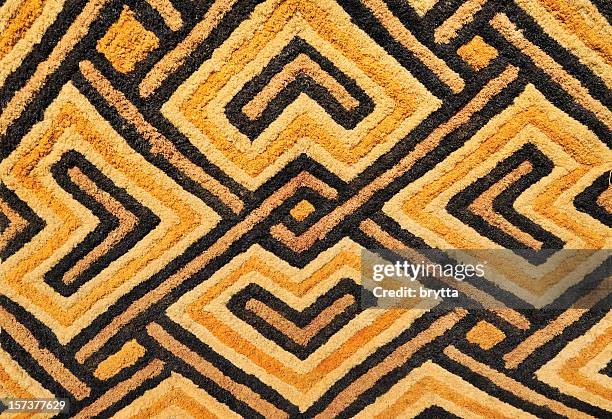 detail of african kasai velvet tapestry woven by kuba tribe - native african ethnicity stock pictures, royalty-free photos & images