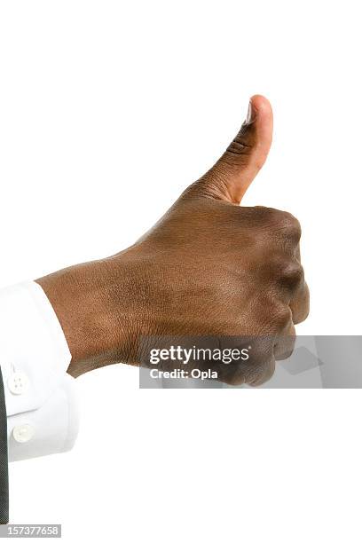 schwarzen daumen hoch - black thumbs up white background stock-fotos und bilder