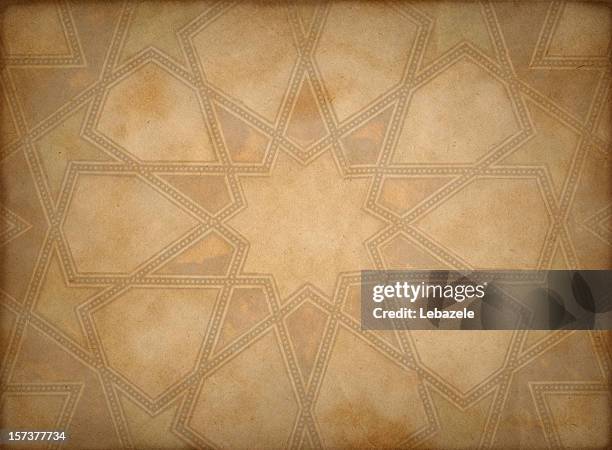 abstract design branching out from a 10 point star - islamic pattern stock pictures, royalty-free photos & images