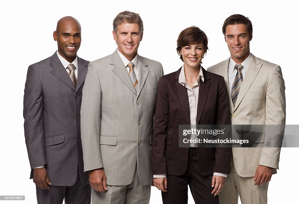 Group of happy businesspeople standing together